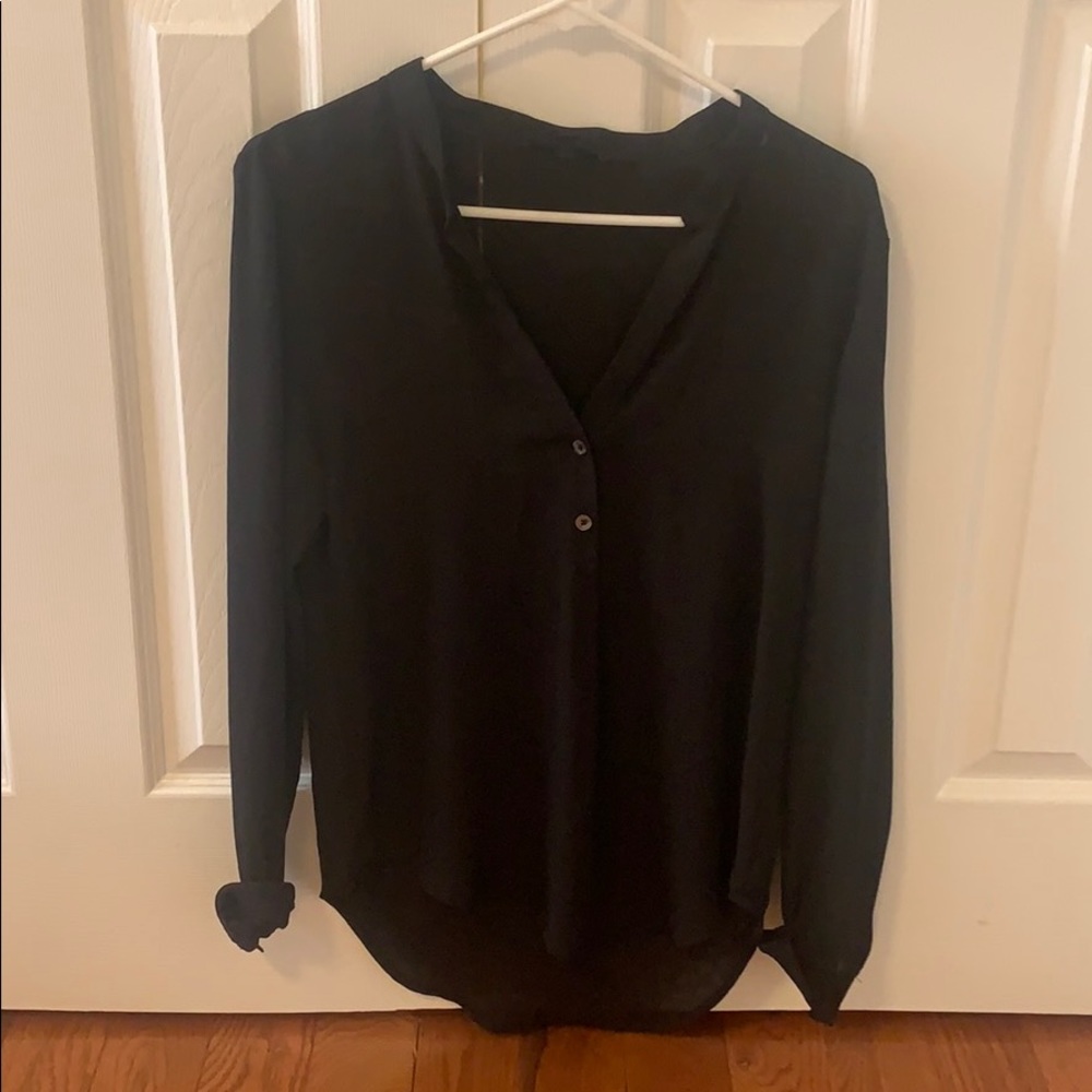 Black silk 3 quarter button up